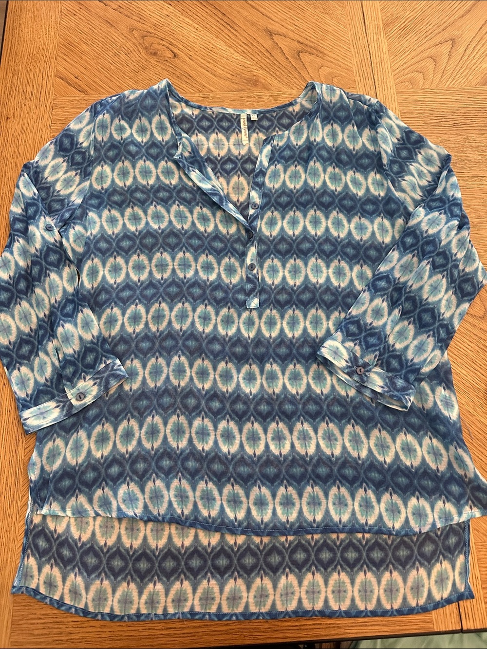 grand & greene Blue Patterned Henley Tunic